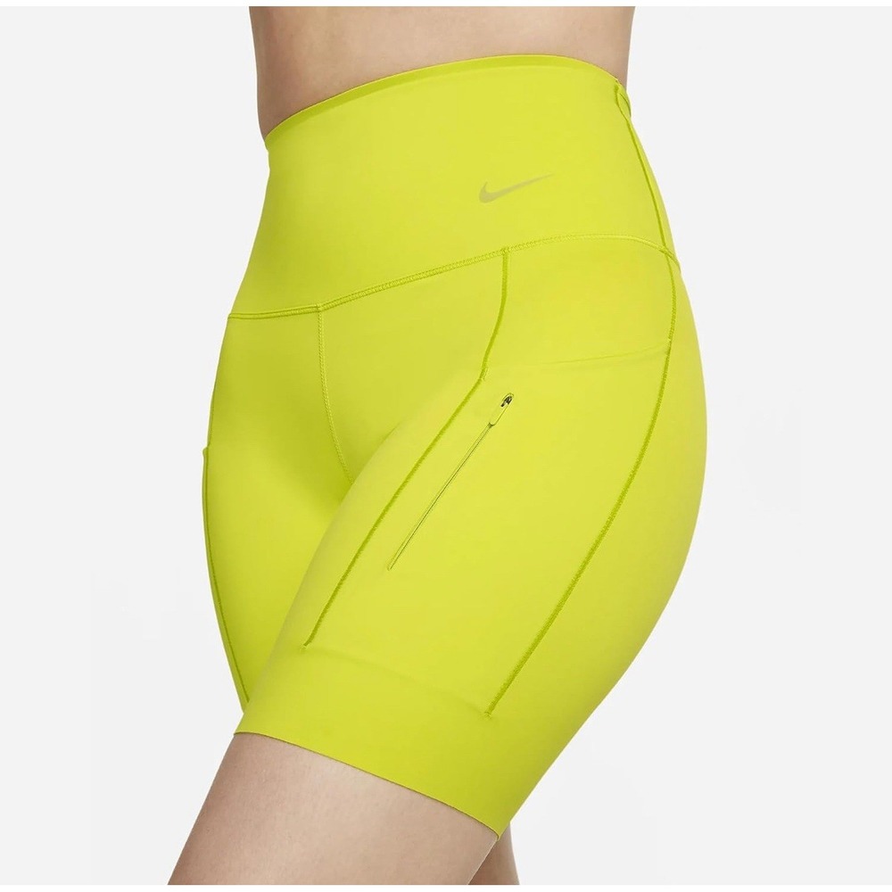 Nike Go Dri-FIT Women's Running Shorts High-Waisted with Pockets XS Yellow New - Picture 9 of 10
